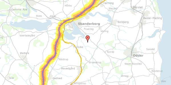 Trafikstøjkort på Klosterlundsvej 4, 8660 Skanderborg