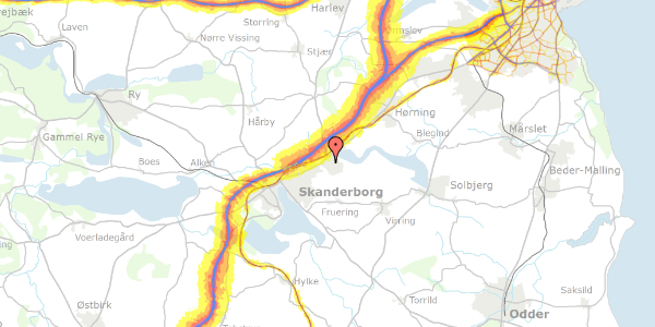 Trafikstøjkort på Krakesvej 56, 8660 Skanderborg