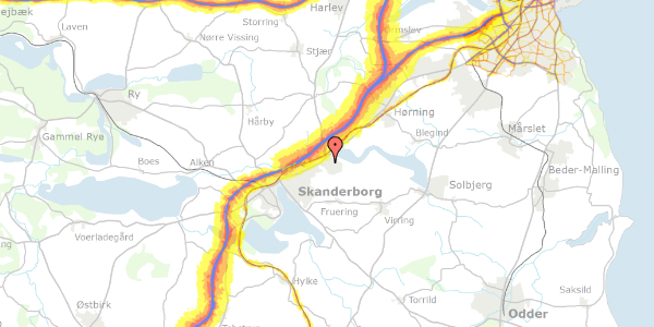 Trafikstøjkort på Krakesvej 58, 8660 Skanderborg