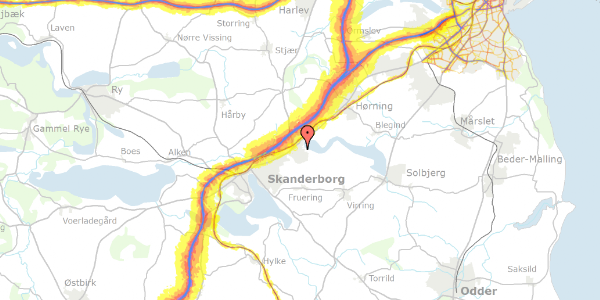 Trafikstøjkort på Kærgårdsvej 9, 8660 Skanderborg