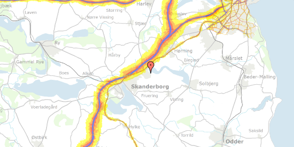 Trafikstøjkort på Kærvej 14, 8660 Skanderborg