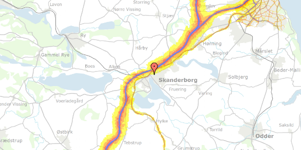 Trafikstøjkort på Ladegårdsbakken 10, 8660 Skanderborg