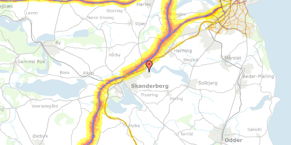 Trafikstøjkort på Lokesvej 38, 8660 Skanderborg