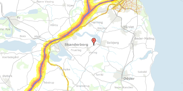 Trafikstøjkort på Lykkegårdsvej 108, 8660 Skanderborg