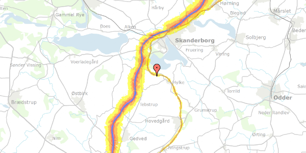 Trafikstøjkort på Lyngvej 7, 8660 Skanderborg