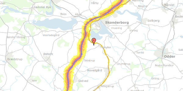 Trafikstøjkort på Lyngvej 15, 8660 Skanderborg