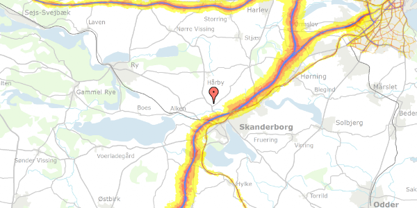 Trafikstøjkort på Låsbyvej 38, 8660 Skanderborg