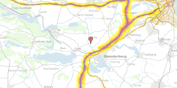 Trafikstøjkort på Låsbyvej 49, 8660 Skanderborg