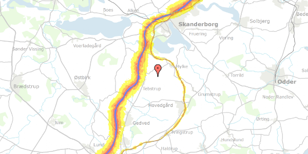 Trafikstøjkort på Marielundsvej 6, 8660 Skanderborg