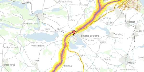 Trafikstøjkort på Mosevangen 1, 2. th, 8660 Skanderborg