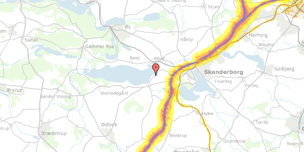 Trafikstøjkort på Mossøbrå 14, 8660 Skanderborg