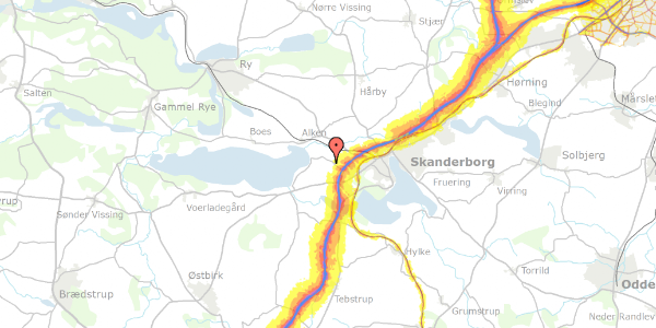 Trafikstøjkort på Mossøvej 9C, 8660 Skanderborg