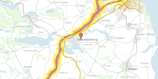 Trafikstøjkort på Mursejlervej 5, 8660 Skanderborg