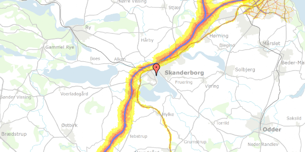 Trafikstøjkort på Møllegade 28, st. , 8660 Skanderborg