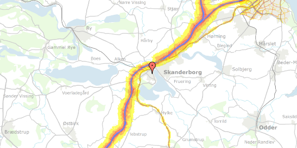 Trafikstøjkort på Møllegade 77A, 8660 Skanderborg