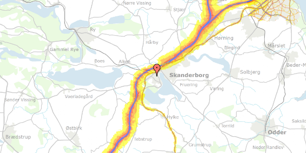 Trafikstøjkort på Møllegade 91, st. 3, 8660 Skanderborg