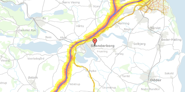 Trafikstøjkort på Nattergalevej 8, 8660 Skanderborg