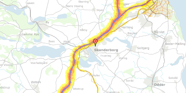 Trafikstøjkort på N F S Grundtvigs Vej 13, 1. 2, 8660 Skanderborg