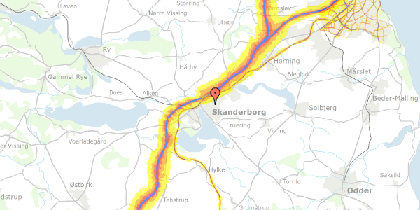 Trafikstøjkort på N F S Grundtvigs Vej 24, 1. 4, 8660 Skanderborg