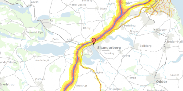 Trafikstøjkort på Niels Ebbesens Vej 3, 8660 Skanderborg