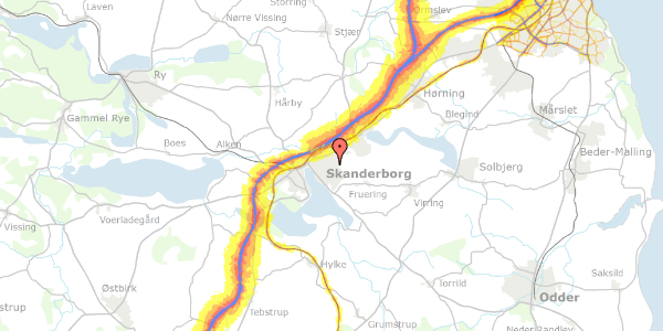 Trafikstøjkort på Nis Petersens Vej 12, 8660 Skanderborg