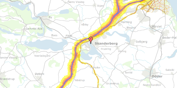 Trafikstøjkort på Nørregade 1A, 3. th, 8660 Skanderborg