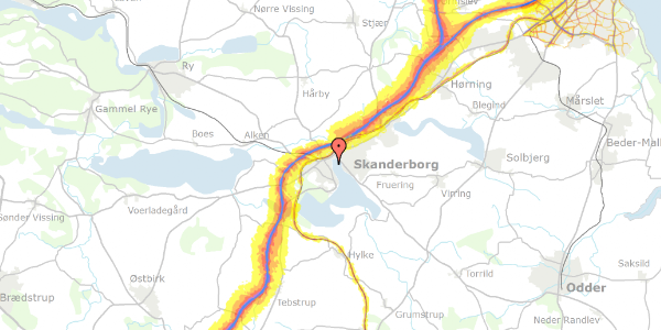 Trafikstøjkort på Nørregade 36, 8660 Skanderborg