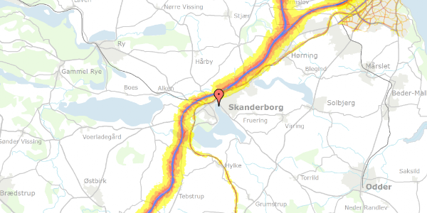 Trafikstøjkort på Nørregade 52, 8660 Skanderborg