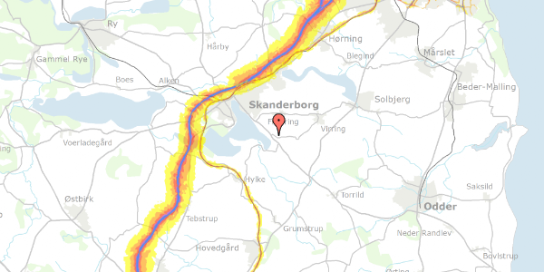 Trafikstøjkort på Oddervej 79, 8660 Skanderborg