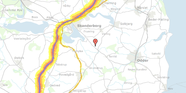 Trafikstøjkort på Oddervej 164, 8660 Skanderborg