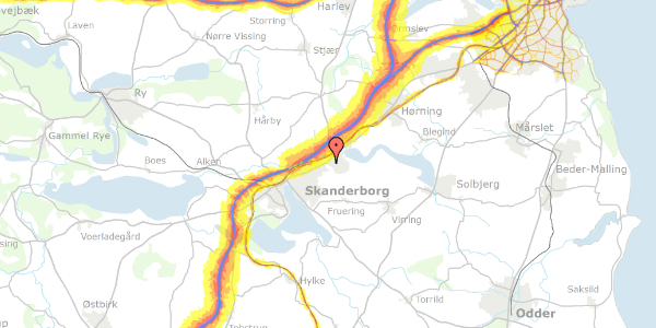 Trafikstøjkort på Odinsvej 7, 1. , 8660 Skanderborg