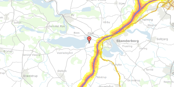 Trafikstøjkort på Olesbjerg 3, 8660 Skanderborg