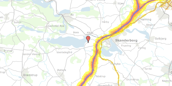 Trafikstøjkort på Olesbjerg 8, 8660 Skanderborg