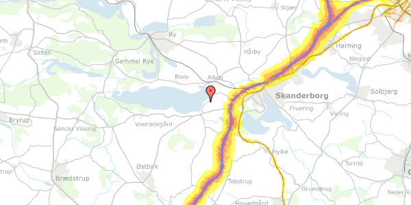 Trafikstøjkort på Olesbjerg 9, 8660 Skanderborg