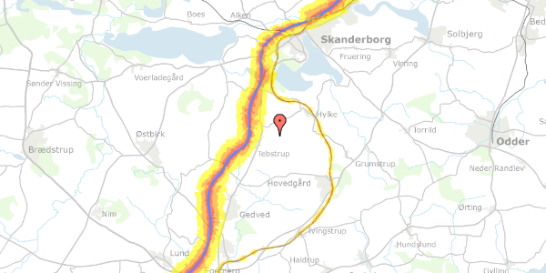 Trafikstøjkort på Ormedamsvej 7, 8660 Skanderborg