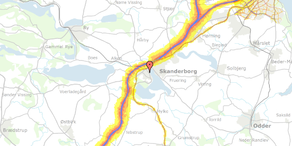 Trafikstøjkort på P B Lunds Vej 8A, 8660 Skanderborg