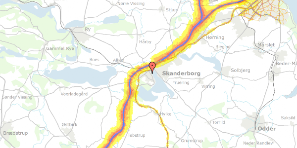 Trafikstøjkort på P B Lunds Vej 17B, 8660 Skanderborg