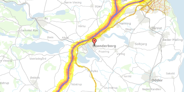 Trafikstøjkort på Pilevej 8, 8660 Skanderborg