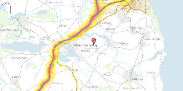 Trafikstøjkort på Vitved Bakker 9, 8660 Skanderborg