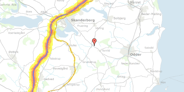 Trafikstøjkort på Rindelevparken 7, 8660 Skanderborg