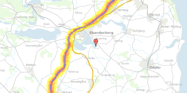 Trafikstøjkort på Ringklostervej 16, 8660 Skanderborg