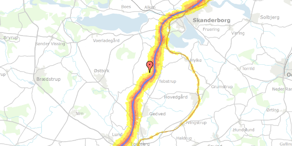 Trafikstøjkort på Risvej 41, 8660 Skanderborg