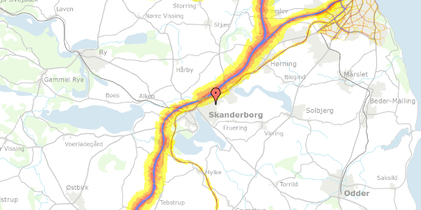 Trafikstøjkort på Rosenkjærvej 49, 8660 Skanderborg