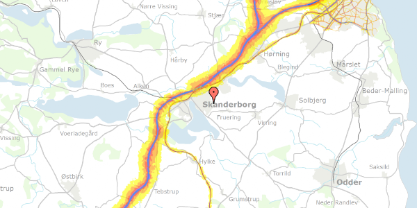 Trafikstøjkort på Rypevej 1, 8660 Skanderborg