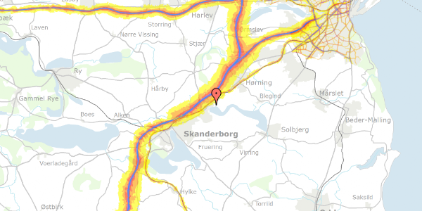 Trafikstøjkort på Rytterparken 19, 8660 Skanderborg