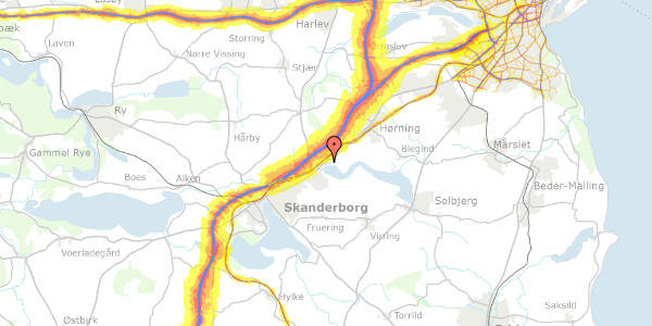 Trafikstøjkort på Rytterparken 28, 8660 Skanderborg