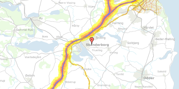 Trafikstøjkort på Rådyrvej 23, 8660 Skanderborg