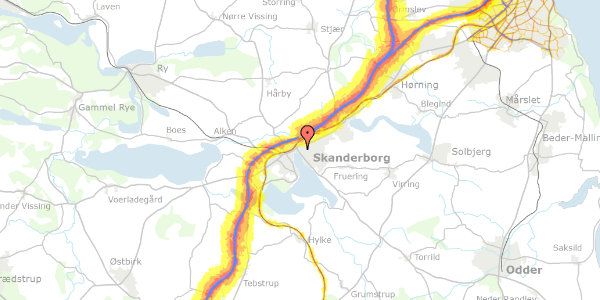 Trafikstøjkort på Sarabjerg 2, 8660 Skanderborg