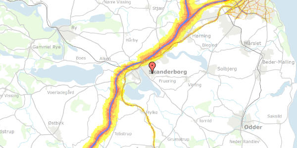 Trafikstøjkort på Skovbrynet 5, 8660 Skanderborg