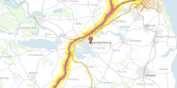 Trafikstøjkort på Skovbrynet 6, 8660 Skanderborg